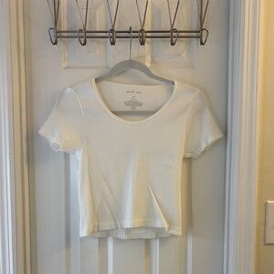 White Ribbed Crop Top